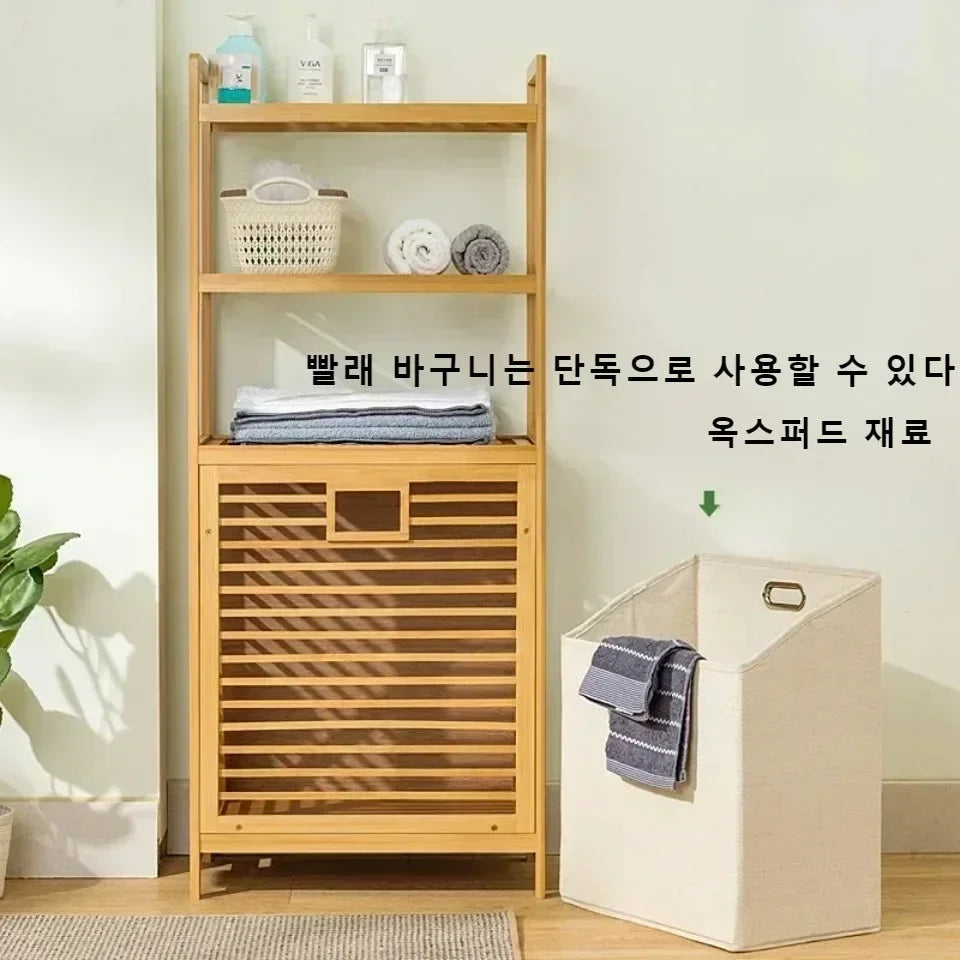 Dirty Clothes Basket Wood Vine Weaving Laundry Hamper Multi-function Bathroom Rack Large Capacity Laundry Baskets Storage Rack