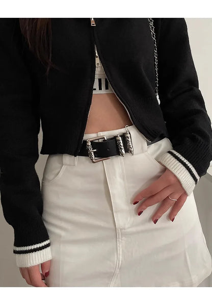 New retro Female Subculture Belt Punk Decorated Jeans Belt Personality Belt White Belt