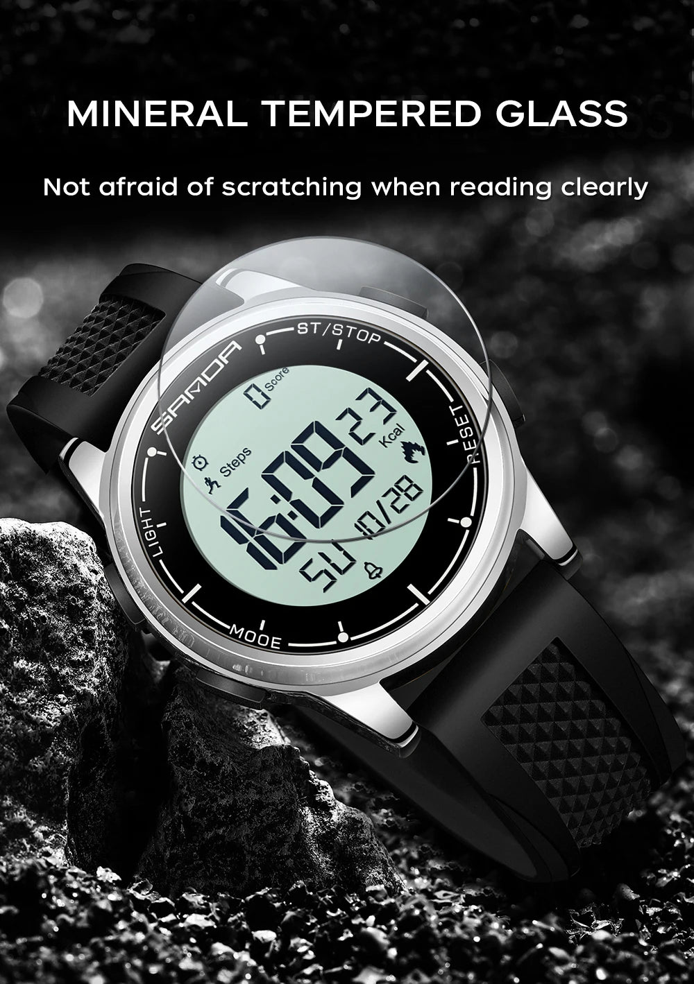 SANDA 9064 Student Sports Quartz LED Electronic Watch Calorimeter Step Electronic Watch Sleep Monitoring Smart Electronic Watch