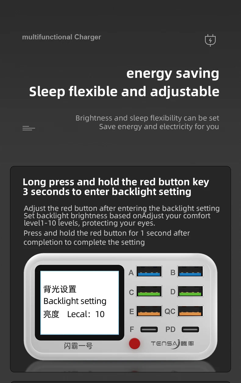 Multi functional 8-port USB Wireless Fast Charging Station Visual Current Detection Charger For Mobile Phone iPad Flash Charging