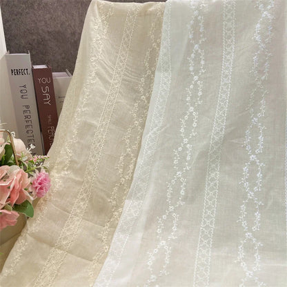 2YardsX 125cm width Cotton Lace Embroidery Fabric Cotton Embroidery Clothing Shirt Dress Pure Cotton Hollow Embroidery Fabric