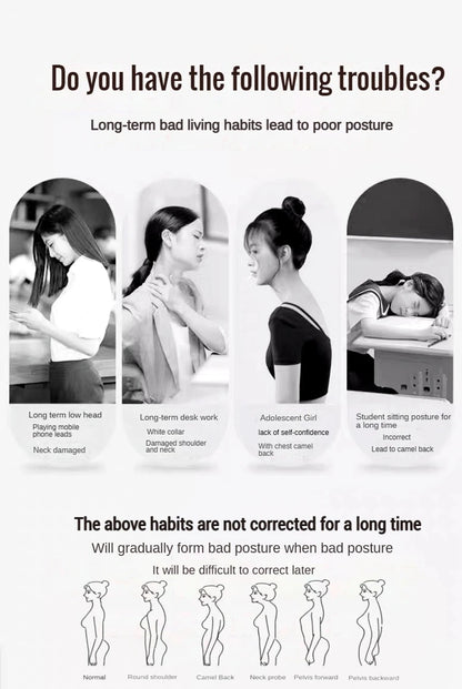 Posture Back Brace Adjustable Back Support Strap to Men and Women Prevent Spinal Distortion and Hunchback Suitable for Exercise