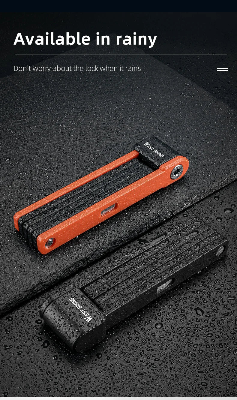 WEST BIKING Foldable Bicycle Lock Security Anti-theft Cycling Lock MTB Road Bicycle Accessories Scooter Electric Bike Chain Lock