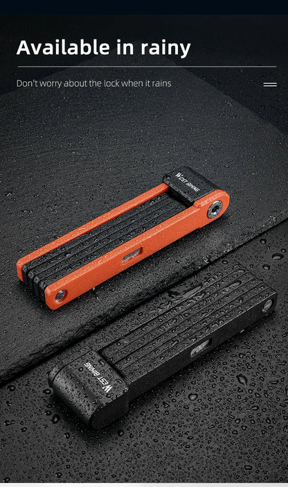 WEST BIKING Foldable Bicycle Lock Security Anti-theft Cycling Lock MTB Road Bicycle Accessories Scooter Electric Bike Chain Lock