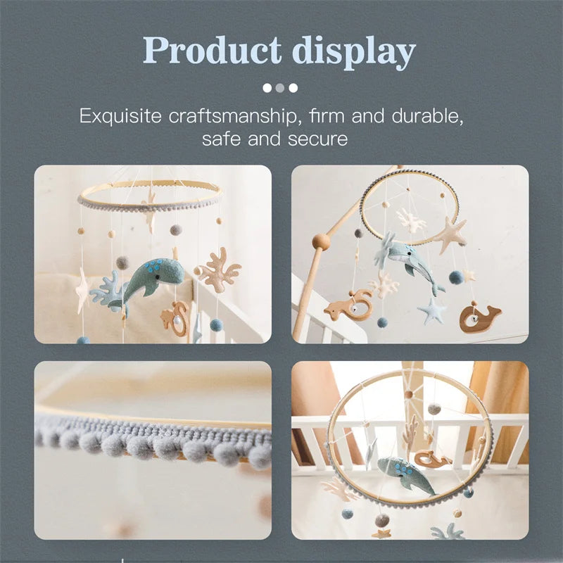Newborn Baby Rattles Toys 0-12 Months Soft Felt Whale Bed Bell Infant Mobile Crib Hanging Musical Carousel Toy Boys Girls Gift
