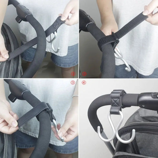 S Shape Baby Stroller Hooks Double Hook Solid Color Hanging Hook Cart Organizer Stroller Accessories Stroller Accessories Cart