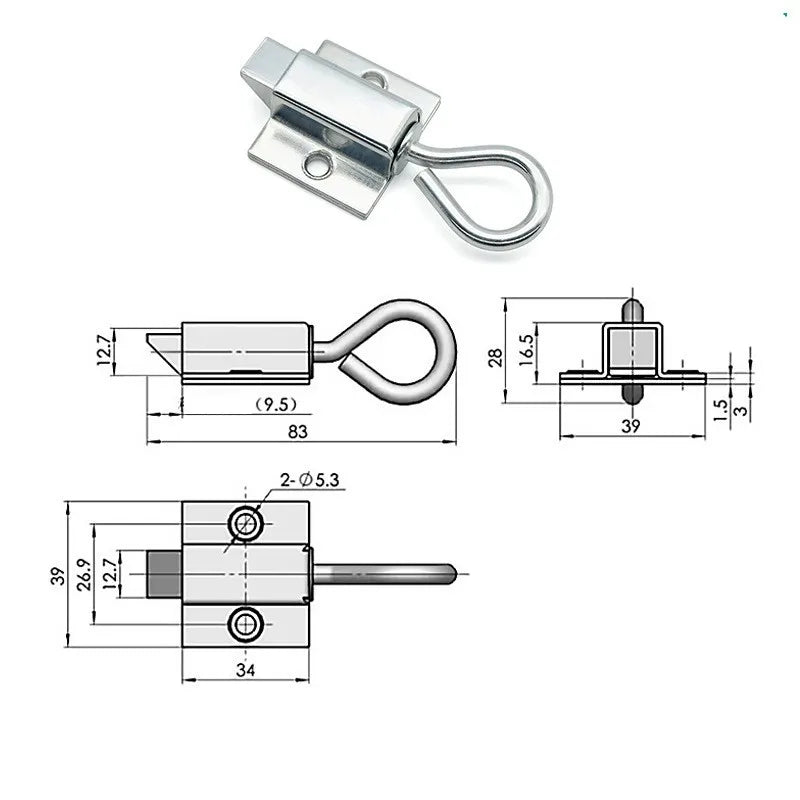 Window Gate Security Pull Ring Spring Bounce Door Bolt Anti-theft  Latch Lock Carbon Steel Retractable Hasp Industrial Hardware