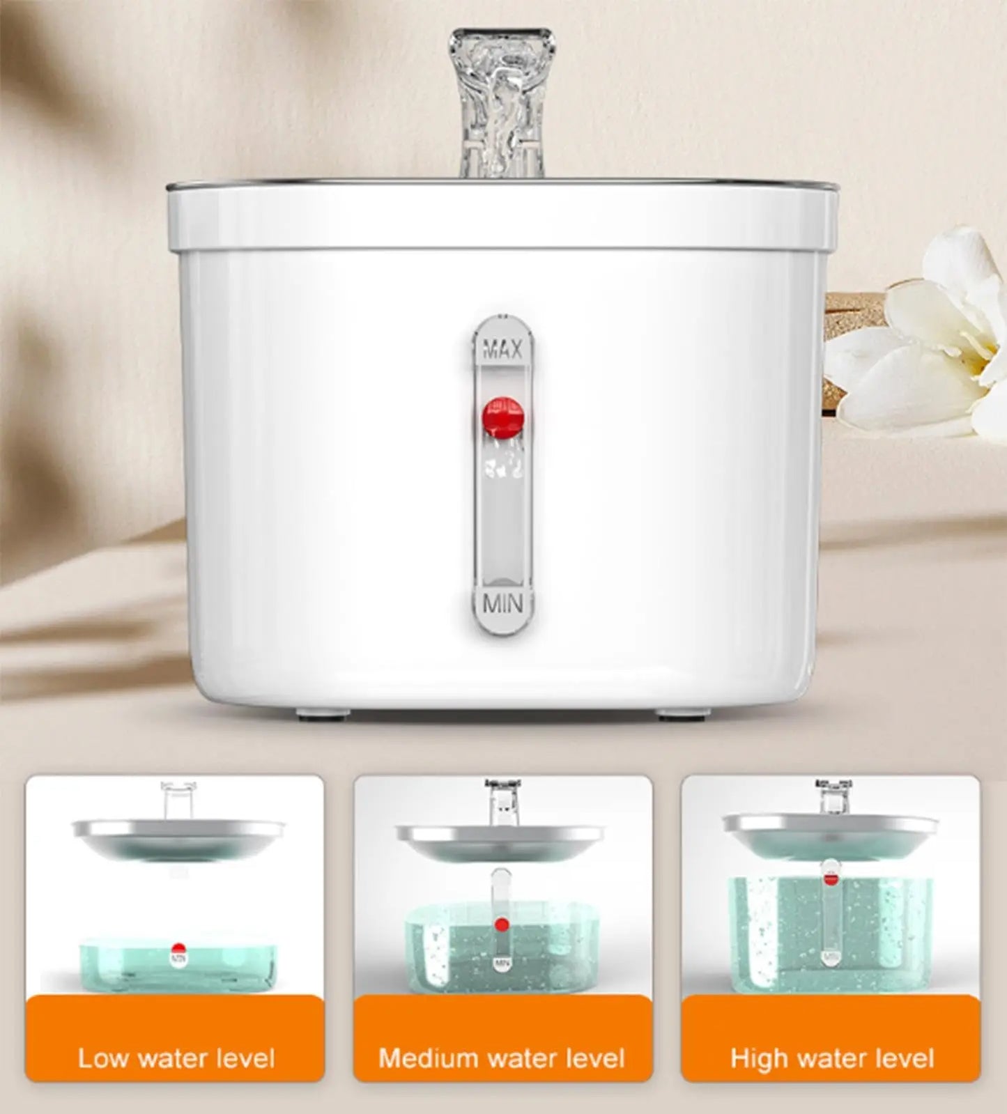 Cat Water Fountain Stainless Steel Pet Water Fountain for Cats Inside 1Filters&Ultra-Quiet Pump 2.2L/73oz Dog Pet Water Fountain