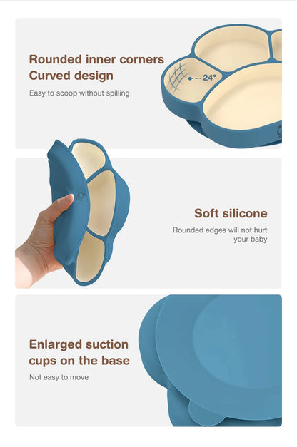 MAMIJOY  High Quality Children's Dishes Set Baby Silicone Tableware Sucker Bowl Bib Cup Fork Spoon Set Infant Supplies BPA Free