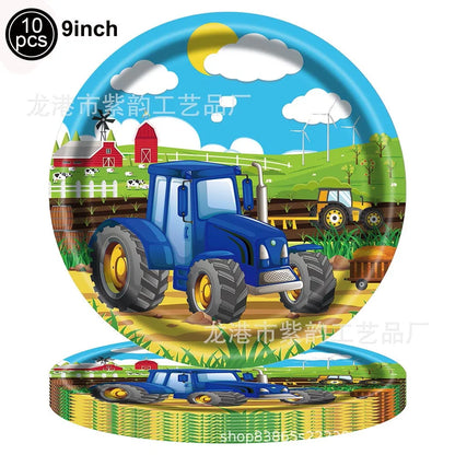 Farm Green Tractor Party Happy Birthday Banners Plates Napkins Tablecloths Farm Themed Birthday Party Supplies Decors