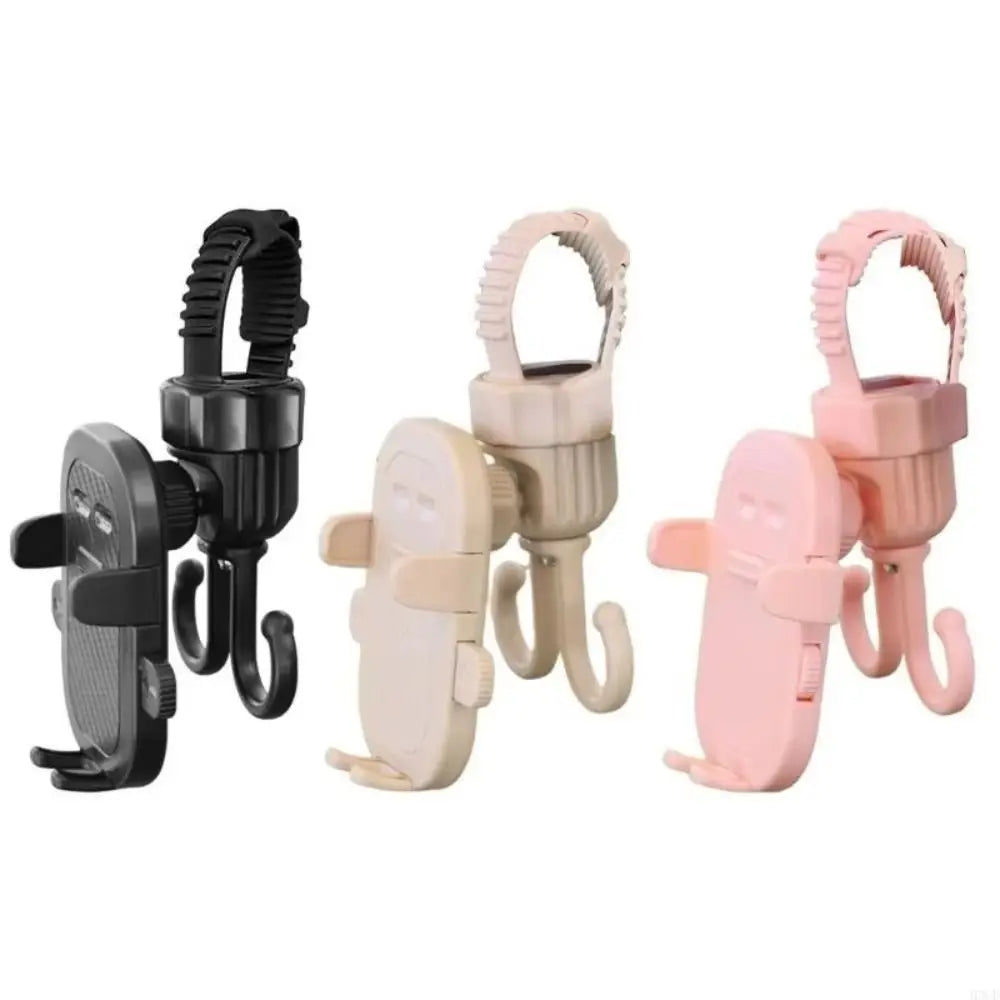 2 in 1 Baby Stroller Hooks Rotatable Creative Stroller Phone Holder Stable Detachable Bicycle Hanging Double Hook Universal