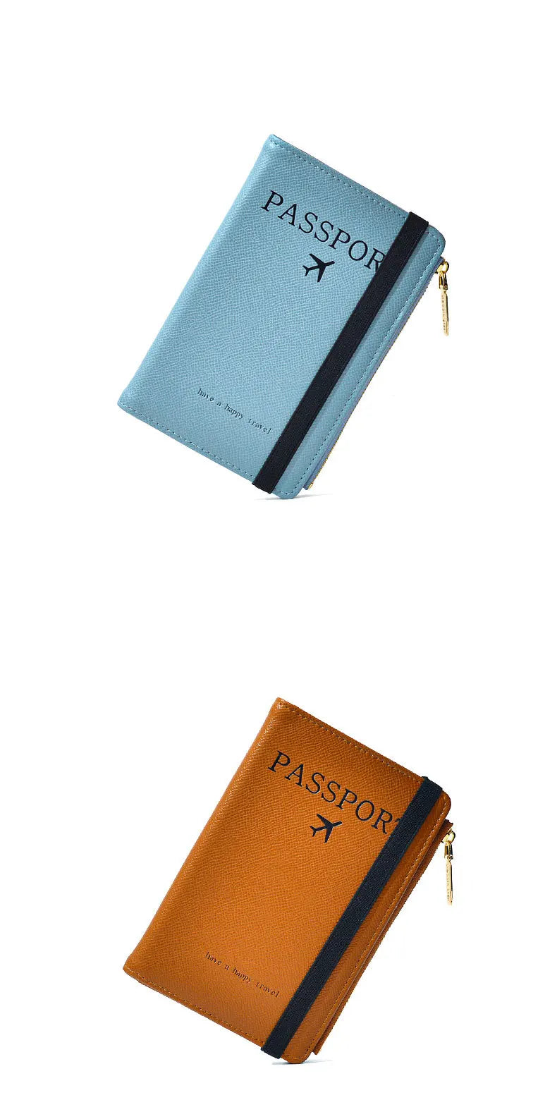 RFID Blocking Passport Wallets Zipper Waterproof Wallet  Hand holder Anti-Theft Cell Phone Purse Travel Accessories