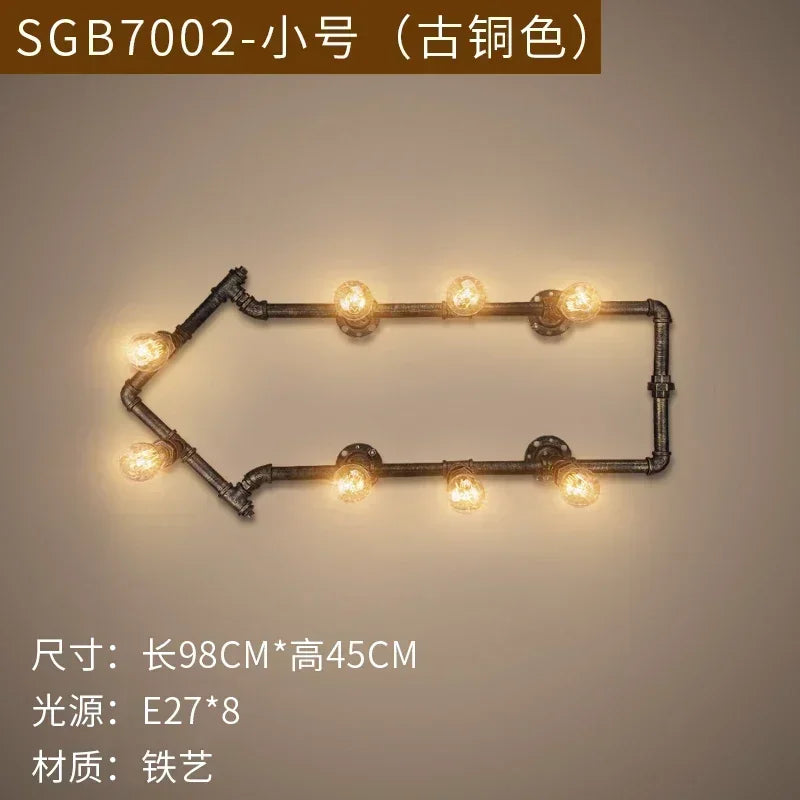 Industrial Style Wall Lamp Living Room Personalized Creative Gear Water Pipe Bedroom Decorative Wall Hangings Wall Retro Lamps