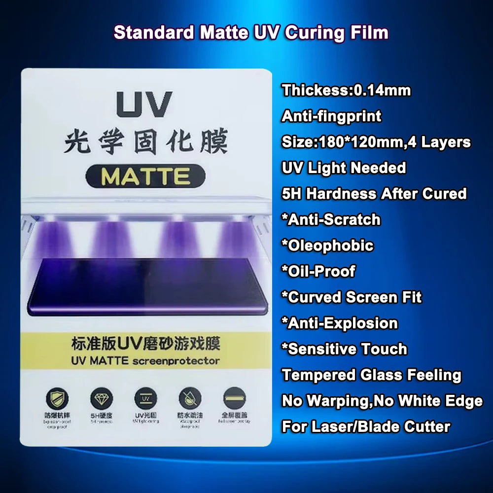 FONLYU UV Glass Film Cell Phone Screen Protector for Hydrogel Sheets Cutting Machine HD Matte Privacy Blueray Full Cover Movie