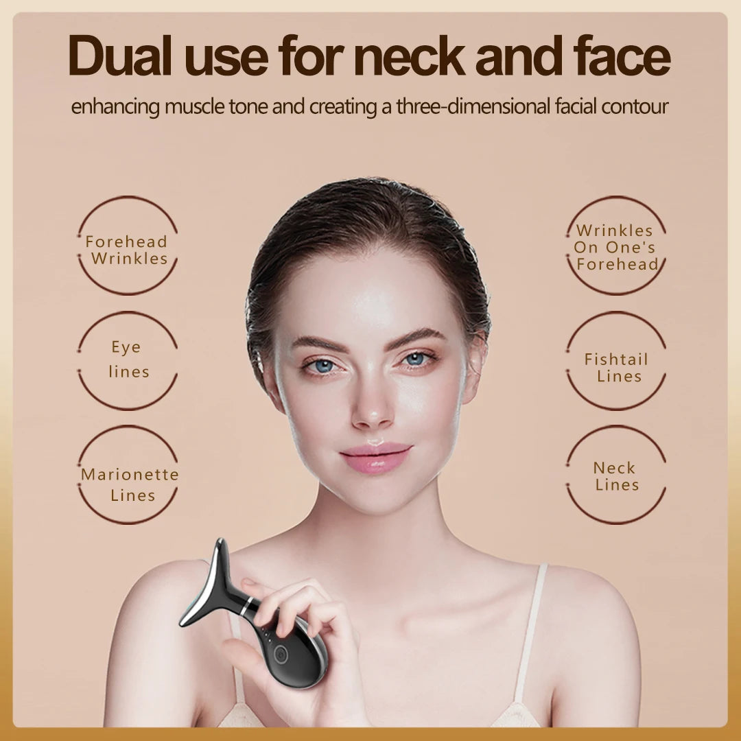 Neck Beauty Instrument with Base Microcurrent Facial Massager LED Photon Skin Rejuvenation Neck Face Skin Care Tool for Wrinkle