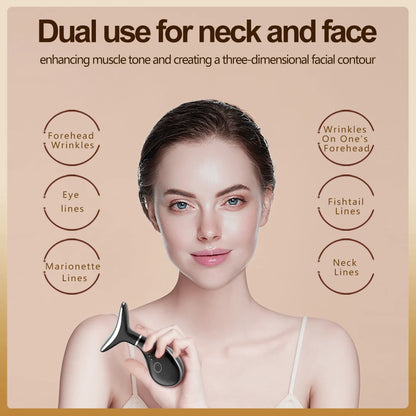 Neck Beauty Instrument with Base Microcurrent Facial Massager LED Photon Skin Rejuvenation Neck Face Skin Care Tool for Wrinkle