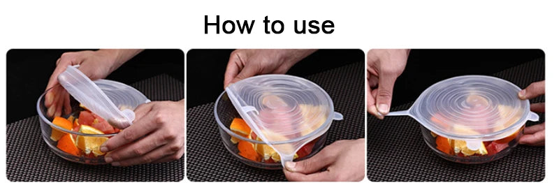 6/12Pcs/Lot Silicone Stretch Lids Universal Taper Pot Bowl Food Wrap Sealed Cover for Kitchen Cookware