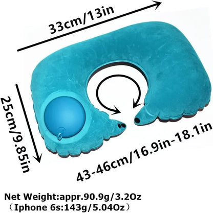 U-Shaped Inflatable Travel Pillow Portable Air Neck Support Cushion Comfortable Sleeping Press to inflate pillow