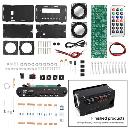 FM Radio DIY Electronics Kit Bluetooth 5.0-Compatible Speaker with Voice-activated Level Indicator DIY Electronics Kit
