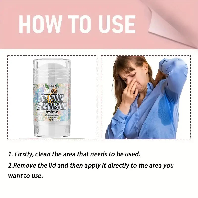 Bee Venom Deodorant Balm, 72 Hours Fresh Body Odor, Fresh Fragrance, Body Deodorization, Long-Lasting Fragrance, Suitable for Armpits, Body, Private Parts, Stubborn Body Odor, Odor