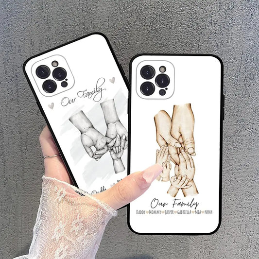 Baby Mom daughter Son Dad Hand Phone Case For iPhone 15 14 13 12 Mini 11 Pro XS Max X XR SE 6 7 8 Plus Soft Silicone Cover