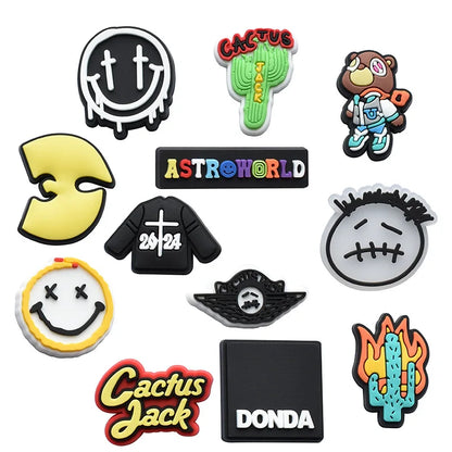 Hot Sale 1pcs PVC Shoe Charms Cactus Smiling Face Sandal Accessories DIY Shoe Decoration For Clog Sandal Kids X-mas Gifts