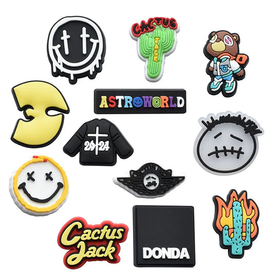 Hot Sale 1pcs PVC Shoe Charms Cactus Smiling Face Sandal Accessories DIY Shoe Decoration For Clog Sandal Kids X-mas Gifts