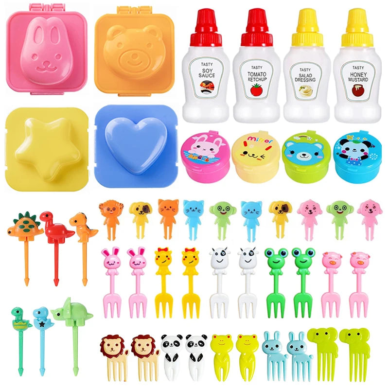 Cute Mini Animal Cartoon Food Picks Children Snack Cake Dessert Food Fruit Forks, Silicone Lunch Box Dividers