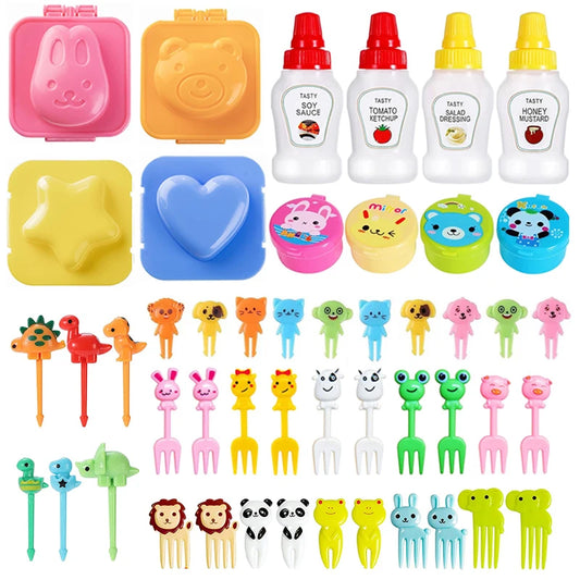 Cute Mini Animal Cartoon Food Picks Children Snack Cake Dessert Food Fruit Forks, Silicone Lunch Box Dividers