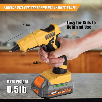 Cordless Hot Glue Gun Compatible with Dewalt 18V 20V Battery for Arts/Crafts/Diy/Repairs(Tool Only)with 30Pcs 7*150mm Glue Stick
