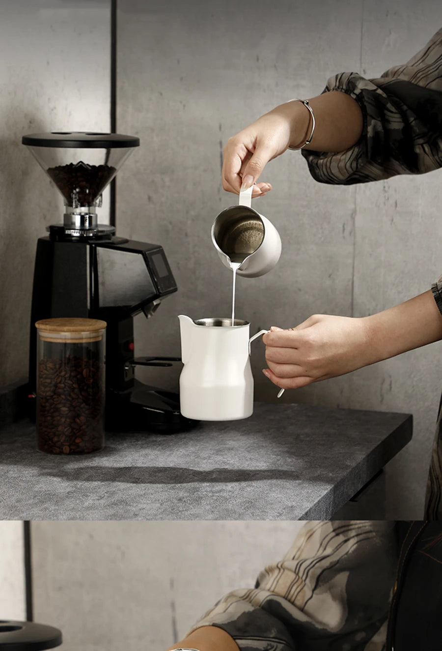 350/500/700ml Stainless Steel Milk Jug Frothing Pitcher Milk Espresso Machine Cappuccino Latte Frothing Pitcher Barista Milk Jug