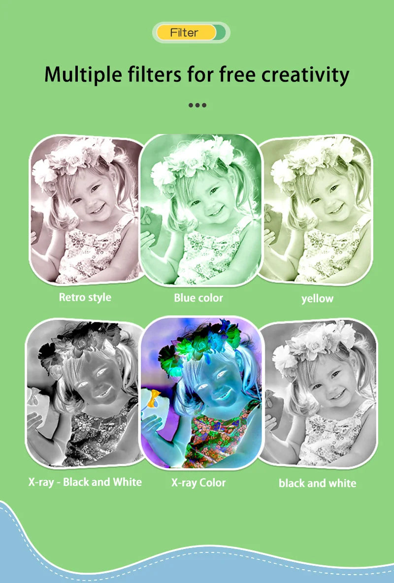 Xiaomi Children's Digital Camera Mini Camera Video Camera Small SLR Action Camera Cartoon Toy HD Dual Camera Photo Birthday Gift