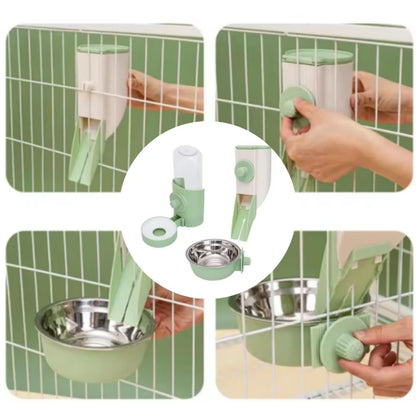 Automatic Pet Feeder with Hanging Bowl Water Bottle Food Container Dispenser for Puppy Cats Rabbit Birds Pet Feeding Product