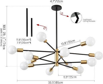 Decorative Living Room Chandelier Light 6/8/10/12 Lamps Heads Modern E27 Ceiling Chandelier Dining Room Bedroom Chandelier Lamp