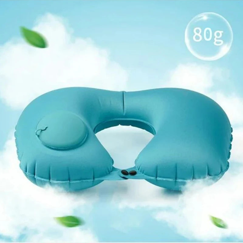 Press on Inflatable Pillow to Relax Neck Travel U-shaped Pillow Foldable and Portable with Leak Proof Device Ordinary U-shaped
