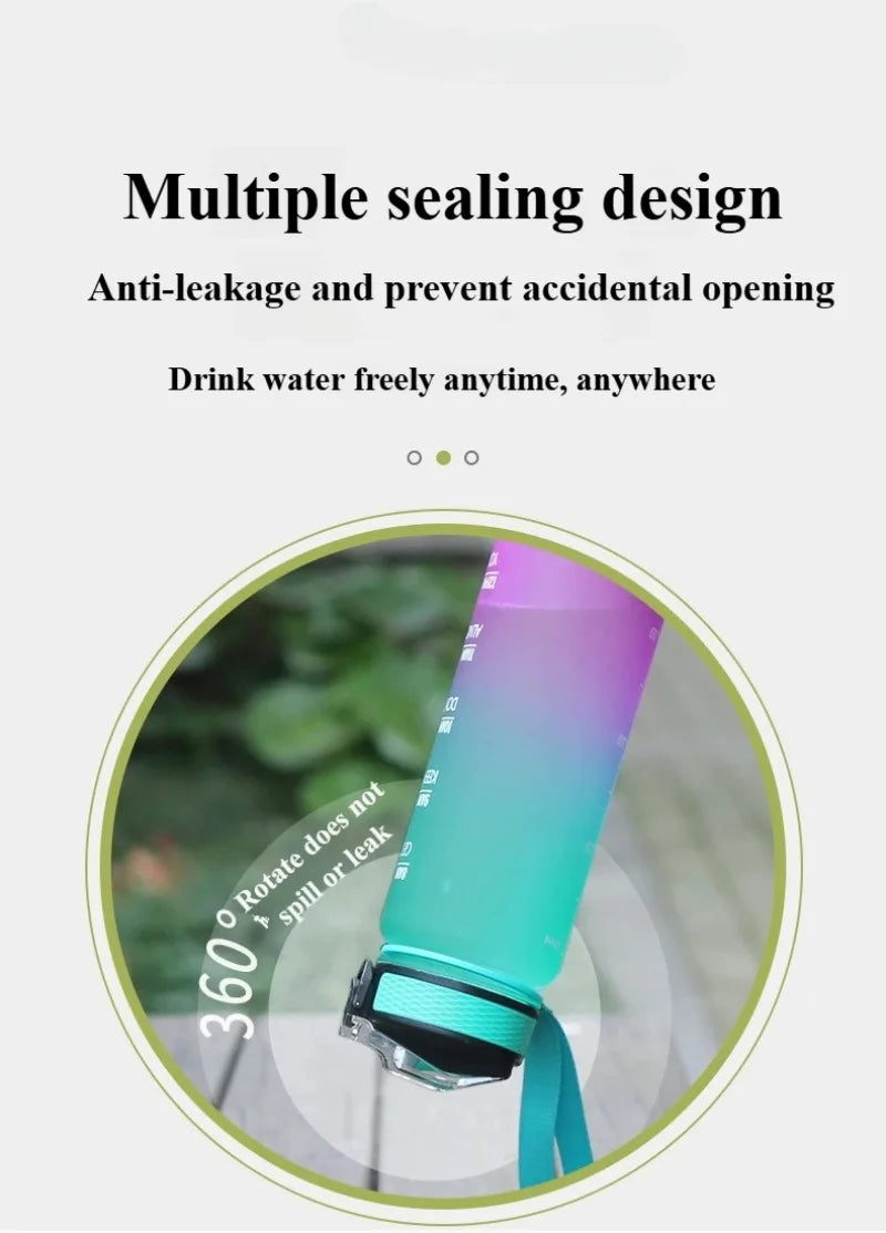 1L 1000ml Water Bottle Liter Stay Hydrated  Material Plastic Sport Bottle Reminder Times Sports Outdoor Fitness Office Running