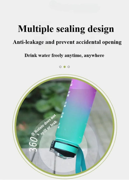 1L 1000ml Water Bottle Liter Stay Hydrated  Material Plastic Sport Bottle Reminder Times Sports Outdoor Fitness Office Running