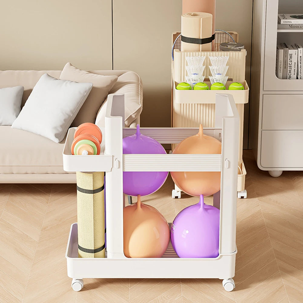 Sports Equipment Storage Rack Large Capacity Fitness Equipment Storage Rack with Wheels Fitness Equipment Sports Tools Organizer