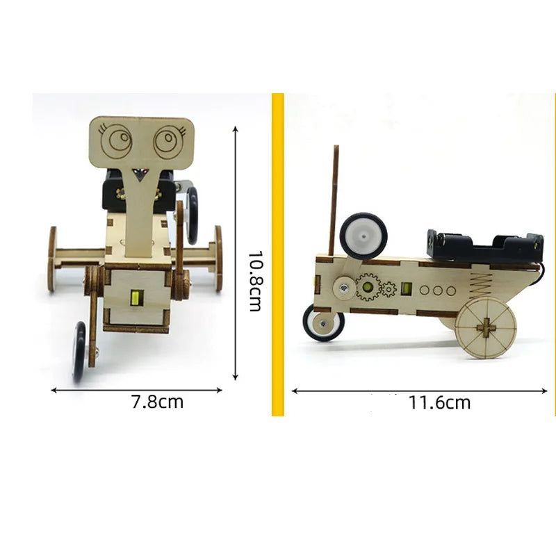 DIY Reptile Robot Electric Wooden Science Experiments Toys for Children Educational Handmade Assemble Toys Boys Girls
