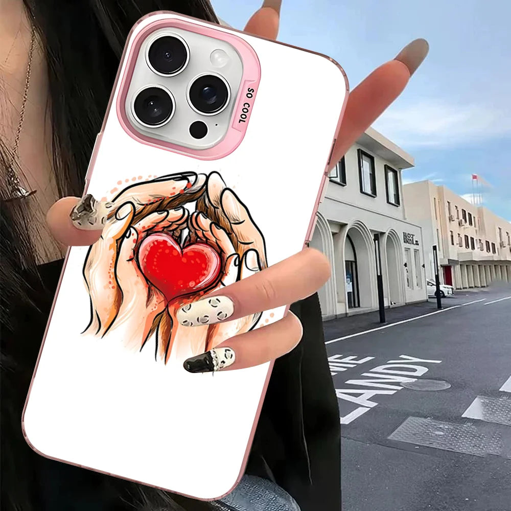 Baby Mom Daughter Son Dad Hand Phone Case For IPhone 16 15 14 13 12 11 Pro Max X XR XSMAX 8 7 Plus Matte Shockproof Back Cover