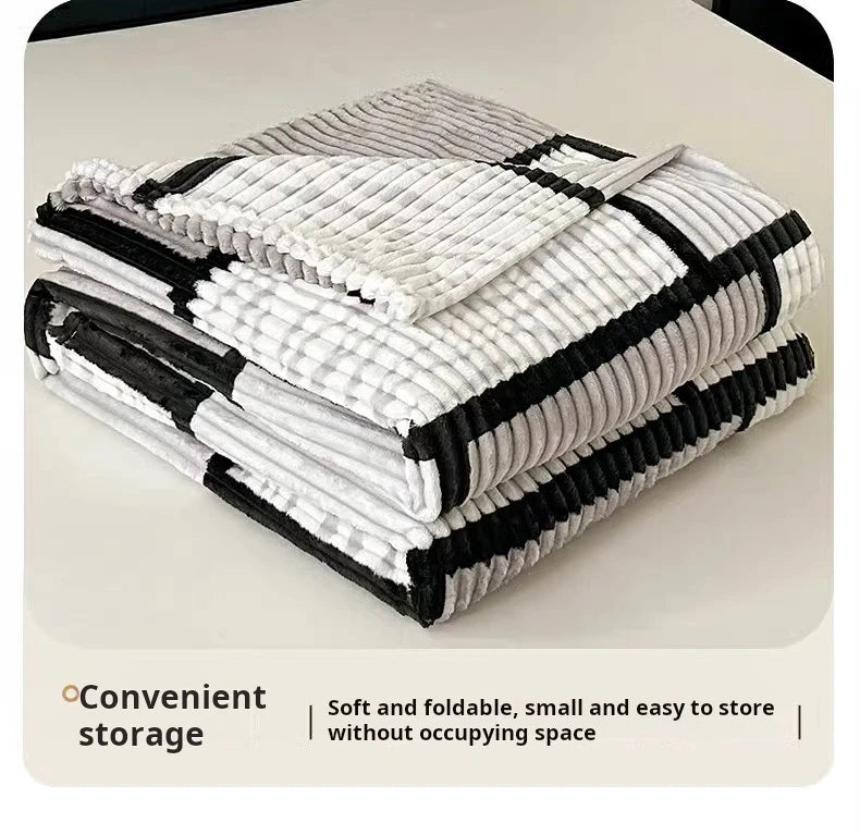 Lightweight Luxurious Warm Sleeping Plaid Milk Down Thin Blanket Multi Color Spring Summer Suitable For Sofas Bedrooms Blankets