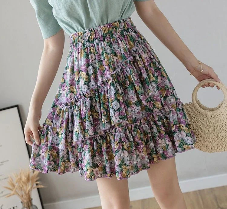 Skirts for Women Pleat Chiffon Womens Skirt Dots Clothing Mini Pleated Ruffle Short White Modest Aesthetic Harajuku A Line Cheap