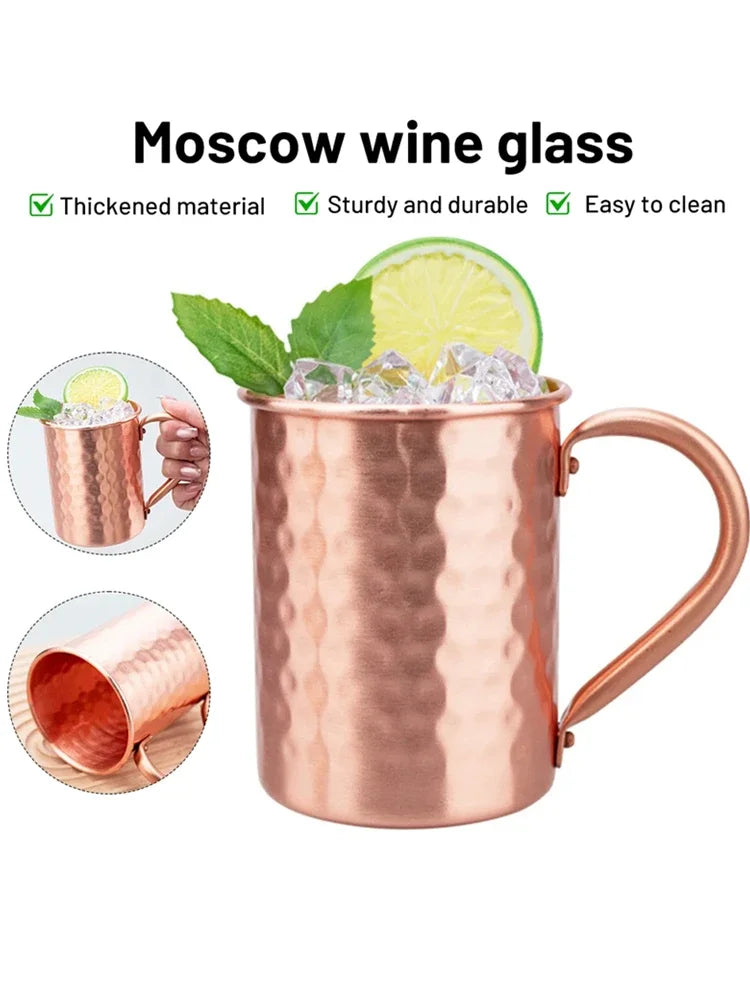 400ml 13oz 100% Copper Moscow Mule Mug Durable Coppery Beer Mugs Coffee Mug Milk Cup Retro Pure Copper Cup Drinkware