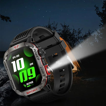 2024 New Durable Military Smart Watch Bluetooth Call Outdoor Sports Track Tracker Men's and Women's Smartwatches LED Flashlight