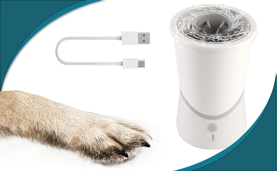 Waterproof Electric Pet Paw Cleaner USB Rechargeable with Massage Bristles Mud Snow Dirt Remover Cup for Small Medium Sized Dogs