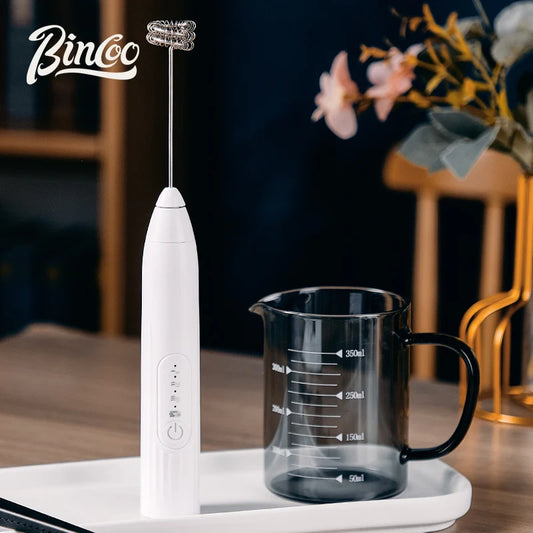 BINCOO Electric Milk Foamer Blender Stainless Steel Handheld Milk Frother Wireless Coffee Whisk Mixer Egg Beater Kitchen Tools