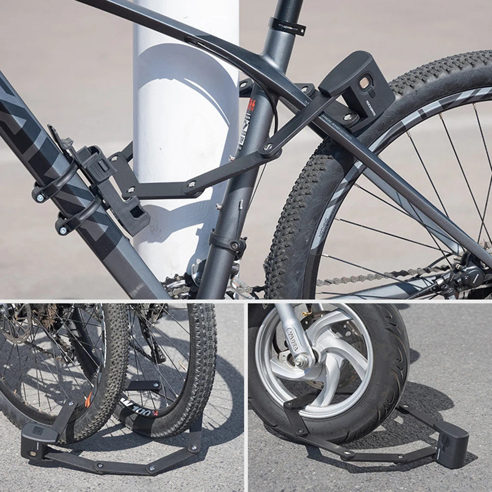 Bicycle Lock Heavt Duty Anti-Theft Smart Fingerprint Folding Lock Alloy Steel Anti-Hydraulic Shear Motorcycle Bike Accessories
