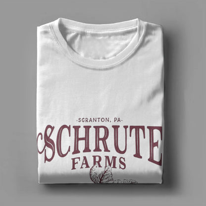 Fashion The Office   T-Shirt for Men Round Collar Pure Cotton T Shirts Schrute Farms Short Sleeve Tees Gift Idea Clothes