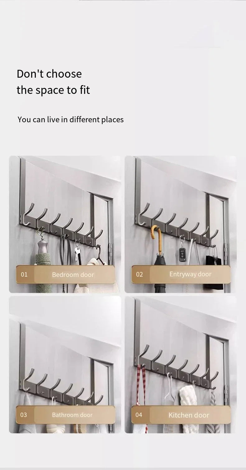 Hooks Over The Door Home Organizer Rack Clothes Coat Hat Towel Hanger Bathroom Accessories Holder Door Hang Quick Installation