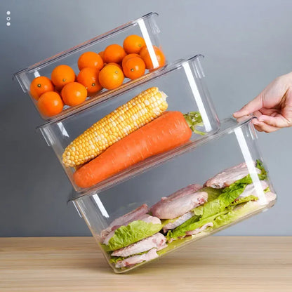 Stackable Transparent with Lid Storage Box Vegetable Fruit Organizer Fridge Container for Food Home Kitchen Tools Accessories